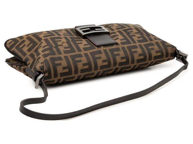 Fendi Zucca Canvas Schultertasche mit doppeltem Verschluss, braun - Ansicht 6