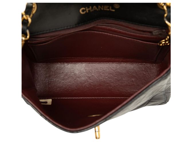 Borsa a tracolla Chanel Mini Square Classic Single Flap in pelle di agnello nera Nero - vista 4
