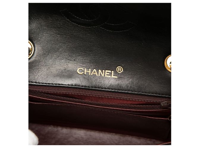 Borsa a tracolla Chanel Mini Square Classic Single Flap in pelle di agnello nera Nero - vista 5