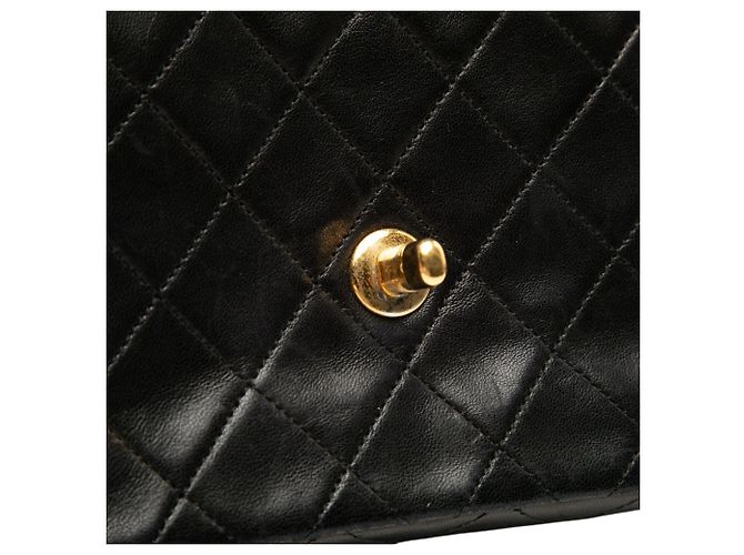 Borsa a tracolla Chanel Mini Square Classic Single Flap in pelle di agnello nera Nero - vista 6