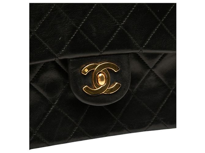 Borsa a tracolla Chanel Mini Square Classic Single Flap in pelle di agnello nera Nero - vista 7
