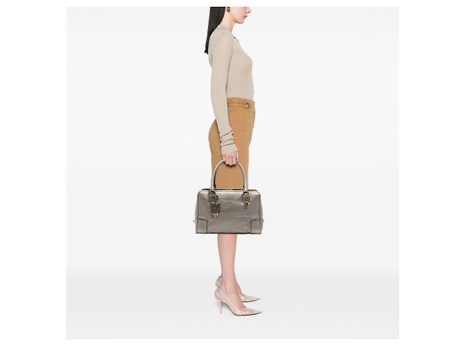 Borsa LOEWE Amazona 36 in pelle di capra metallizzata oro D'oro - vista 7