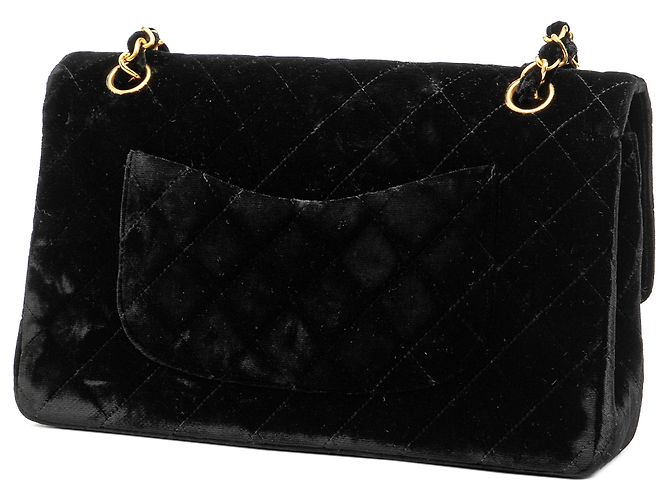 Borsa a tracolla Chanel Medium Classic Double Flap in velluto nero - vista 2