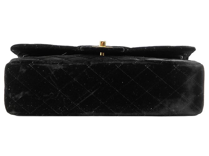 Borsa a tracolla Chanel Medium Classic Double Flap in velluto nero - vista 3