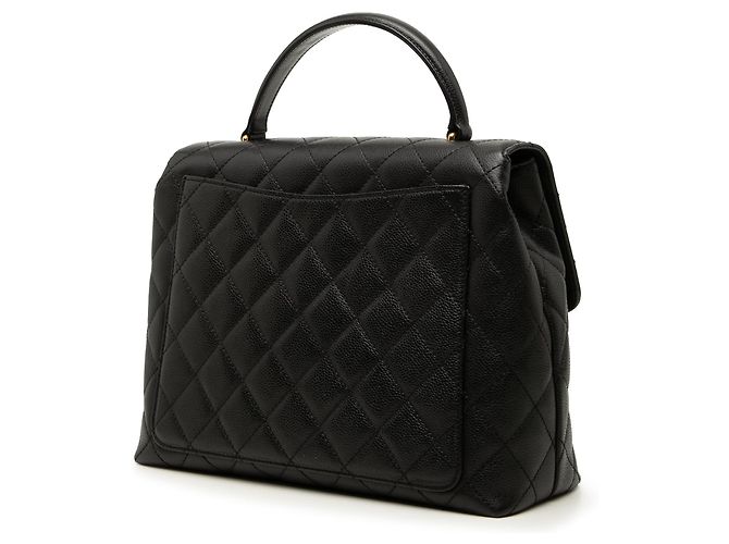 Borsa Chanel CC Quilted Caviar Kelly Top Handle Bag Nera Nero - vista 2