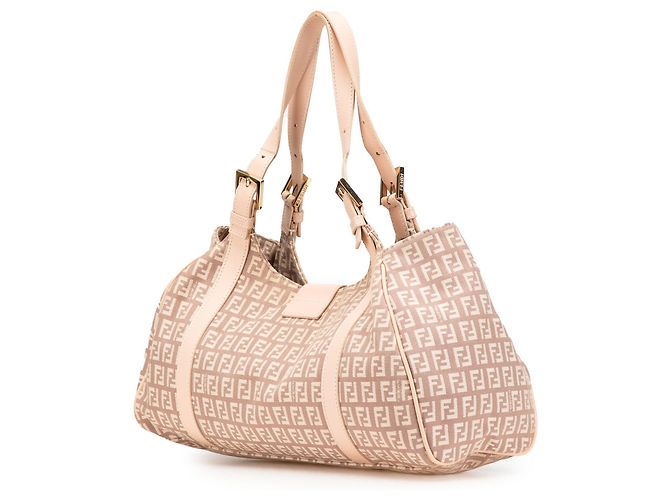 Fendi Zucchino Canvas Schultertasche Rosa Pink - Ansicht 2