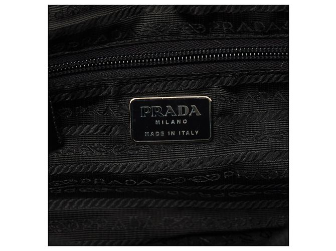 Borsa Bowler Prada Vitello Drive Trimmed Tessuto Nera Nero - vista 5