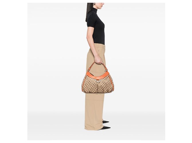 Borsa a tracolla Gucci GG Canvas Abbey D Ring Beige - vista 11