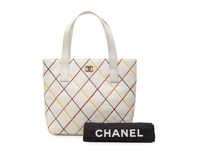 Borsa Chanel CC Wild Stitch in pelle di vitello bianca Bianco - vista 11