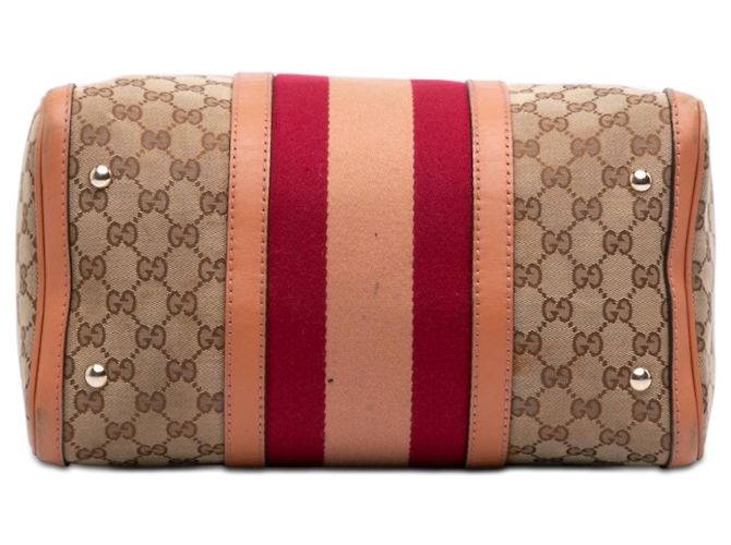 Borsa Boston Satchel Gucci Medium GG Canvas Web Joy Beige - vista 3