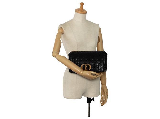 Borsa a tracolla Dior Caro Large Cannage Nera Nero - vista 15