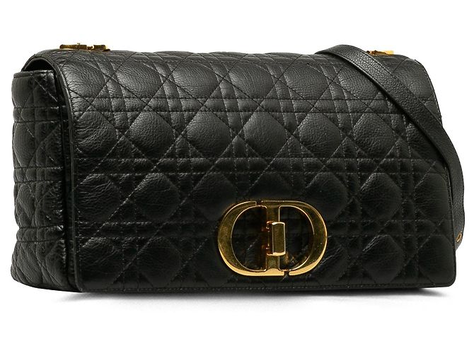 Borsa a tracolla Dior Caro Large Cannage Nera Nero - vista 2