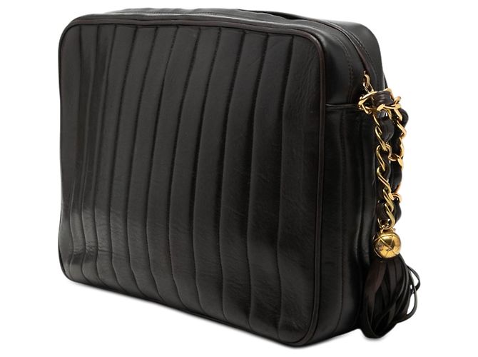 Black Chanel CC Vertical Quilted Lambskin Tassel Flap Camera Bag Schwarz - Ansicht 2