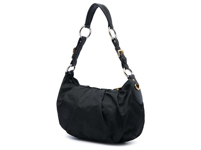 Borsa Hobo plissettata Prada Tessuto nera Nero - vista 2