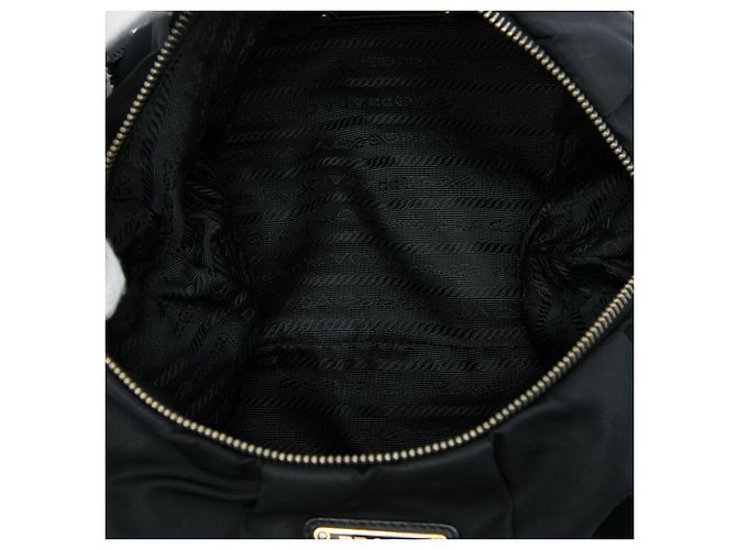 Borsa Hobo plissettata Prada Tessuto nera Nero - vista 4