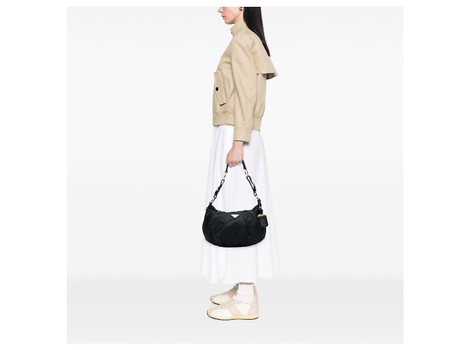 Borsa Hobo plissettata Prada Tessuto nera Nero - vista 6