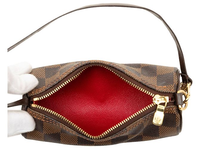 Borsa a mano Louis Vuitton Damier Ebene Papillon Pochette Marrone - vista 4