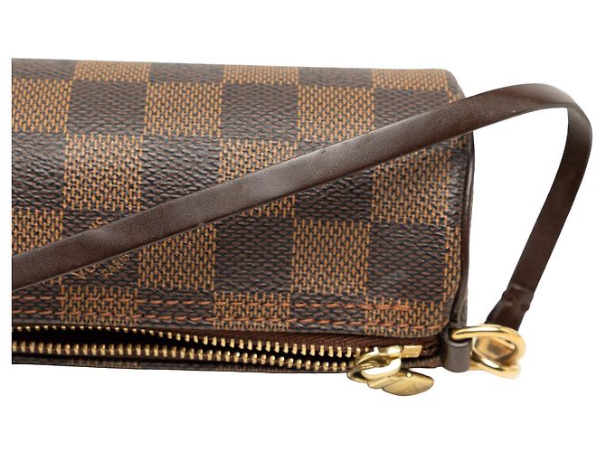 Borsa a mano Louis Vuitton Damier Ebene Papillon Pochette Marrone - vista 6