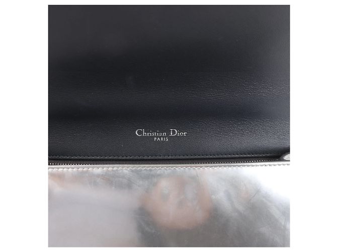 Borsa a tracolla con catena Christian Dior Diorama Cannage in pelle verniciata Silver Nero - vista 11
