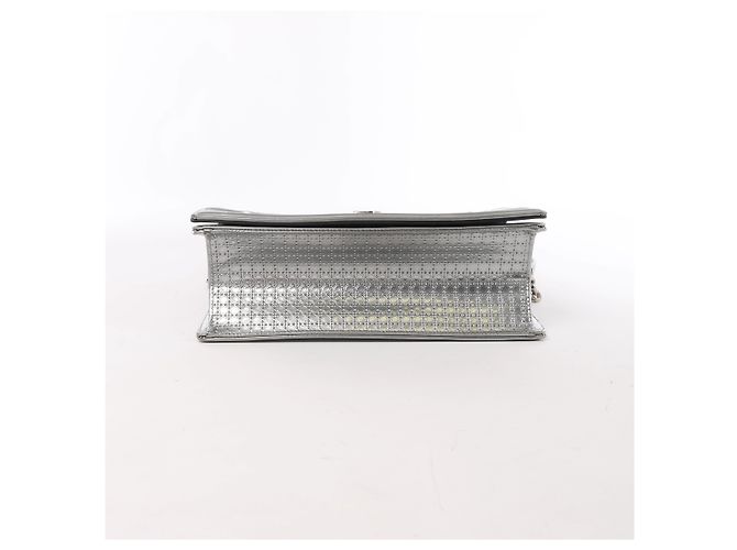 Borsa a tracolla con catena Christian Dior Diorama Cannage in pelle verniciata Silver Nero - vista 7
