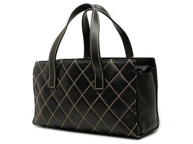 Black Chanel Medium CC Quilted Calfskin Wild Stitch Tote Schwarz - Ansicht 2