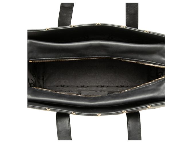 Black Chanel Medium CC Quilted Calfskin Wild Stitch Tote Schwarz - Ansicht 4