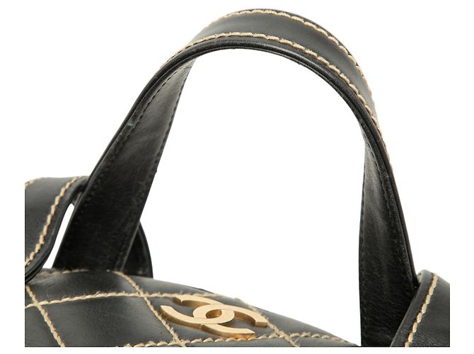Black Chanel Medium CC Quilted Calfskin Wild Stitch Tote Schwarz - Ansicht 6