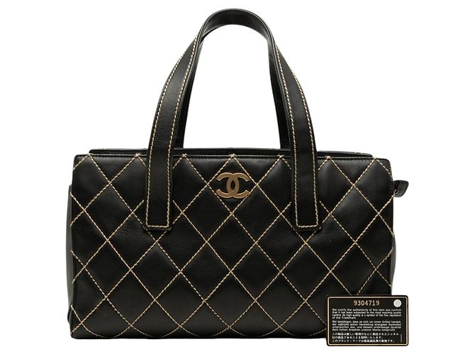 Black Chanel Medium CC Quilted Calfskin Wild Stitch Tote Schwarz - Ansicht 8