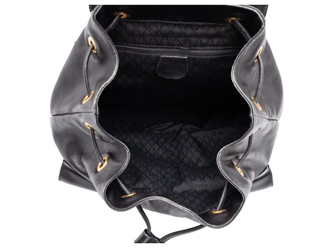 Bamboo Zaino Gucci Large in pelle di vitello nera con coulisse e bambù Nero - vista 4