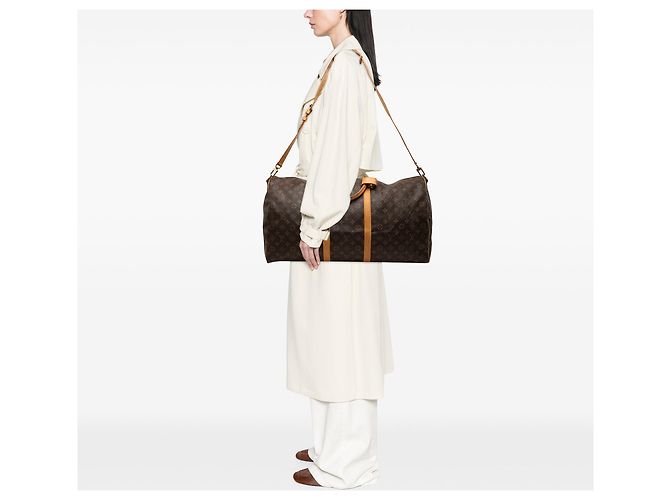 Sac de voyage Louis Vuitton Monogram Keepall Bandouliere 60 Marron - vue 8