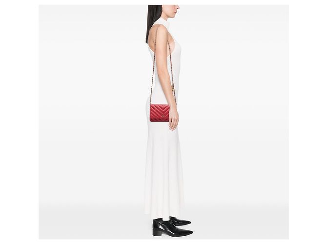 Borsa crossbody Chanel CC Chevron Caviar Red Ancient Greek Charms Wallet On Chain Rosso - vista 11