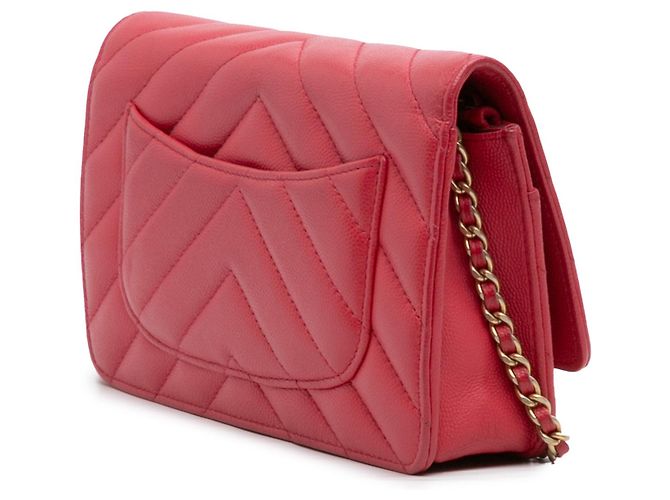 Borsa crossbody Chanel CC Chevron Caviar Red Ancient Greek Charms Wallet On Chain Rosso - vista 2