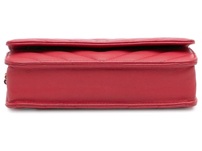 Borsa crossbody Chanel CC Chevron Caviar Red Ancient Greek Charms Wallet On Chain Rosso - vista 3