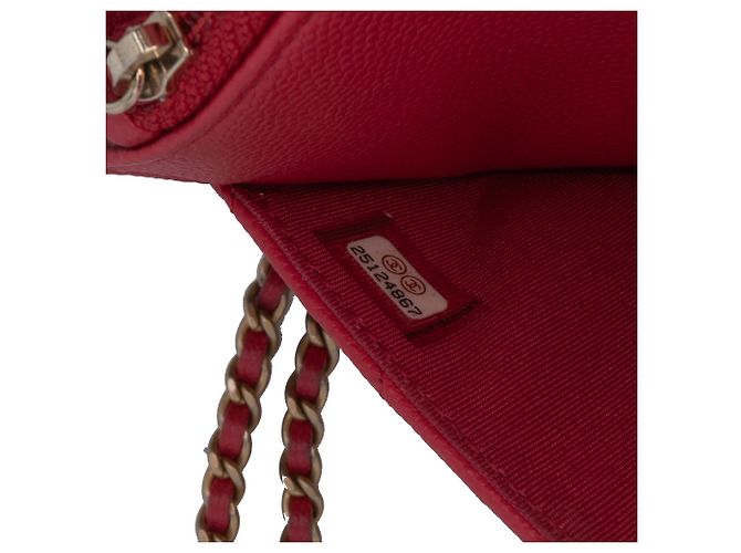 Borsa crossbody Chanel CC Chevron Caviar Red Ancient Greek Charms Wallet On Chain Rosso - vista 6