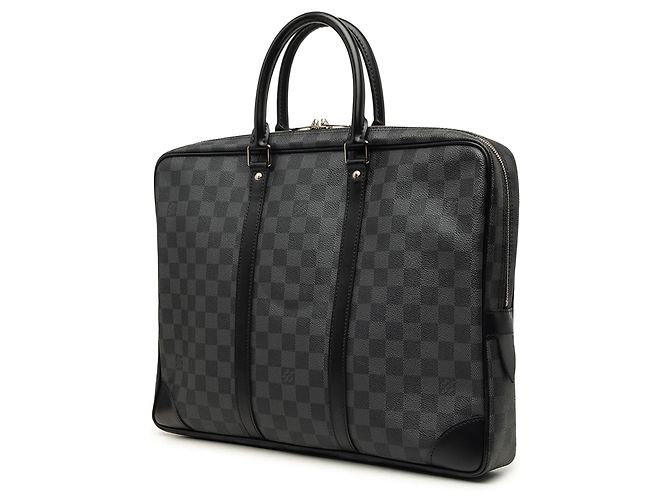 Borsa da Lavoro Louis Vuitton Damier Graphite Porte Documents Voyage PM Nera Nero - vista 2