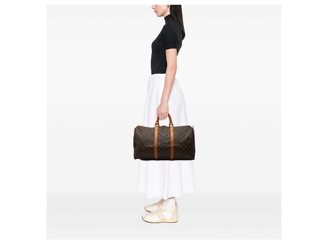 Borsa da viaggio Louis Vuitton Monogram Keepall 50 Marrone - vista 7