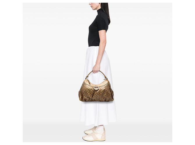 Borsa a tracolla Gucci GG Crystal Abbey D Ring Beige - vista 6