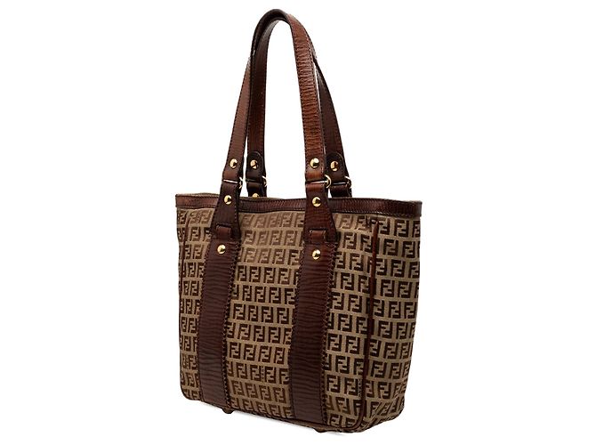 Borsa Tote Fendi Zucchino Canvas Beige - vista 2