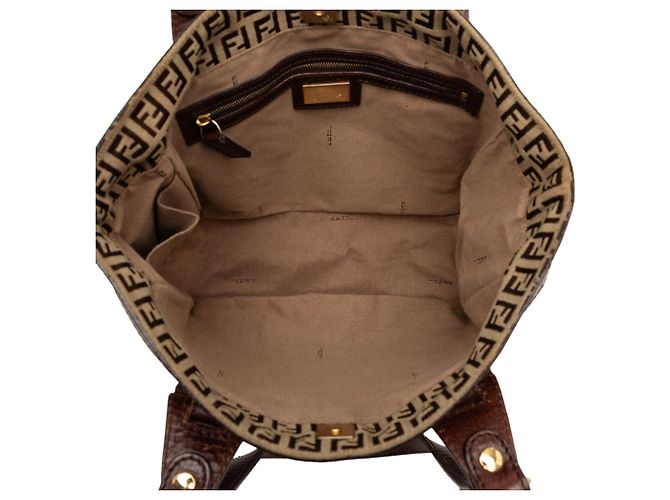 Borsa Tote Fendi Zucchino Canvas Beige - vista 4