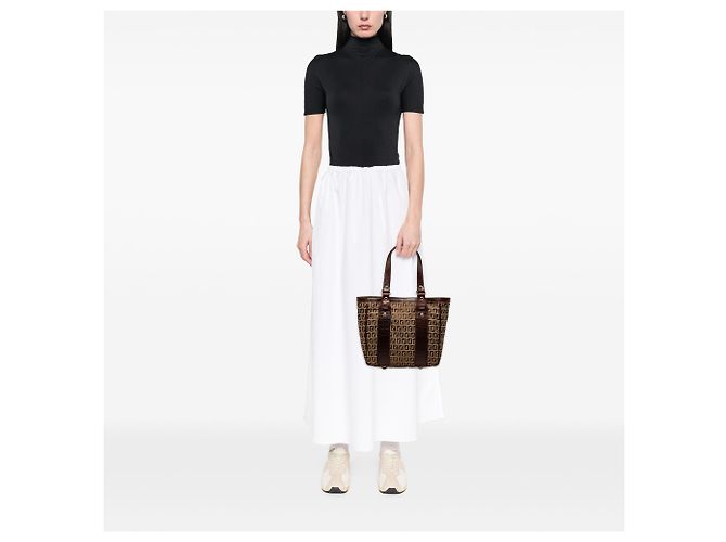 Borsa Tote Fendi Zucchino Canvas Beige - vista 7