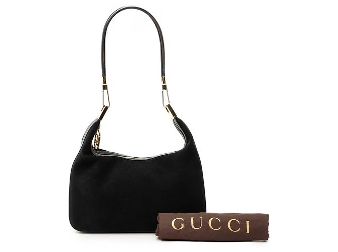 Gucci Schultertasche aus schwarzem Wildleder - Ansicht 8
