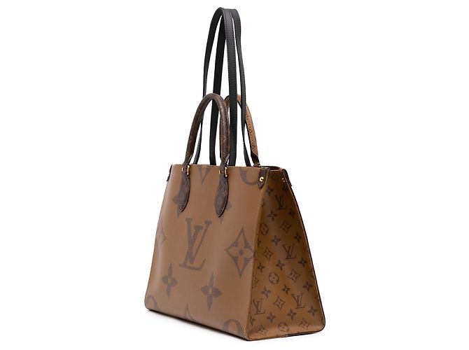 Borsa Satchel Louis Vuitton Monogram Reverse Giant OnTheGo MM Marrone - vista 2