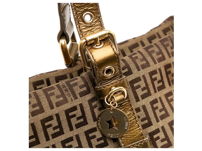 Borsa Tote Fendi Zucchino Canvas Superstar Beige - vista 11