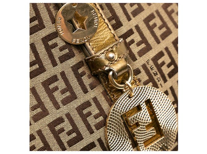 Borsa Tote Fendi Zucchino Canvas Superstar Beige - vista 12