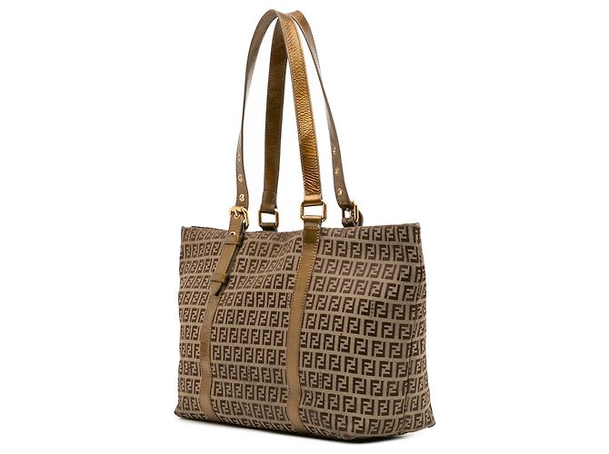 Borsa Tote Fendi Zucchino Canvas Superstar Beige - vista 2