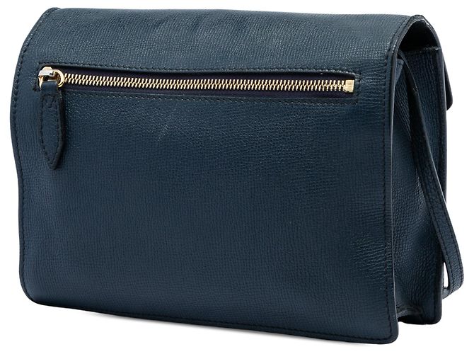 Borsa a tracolla Derby Macken Burberry Small in pelle blu e tela House Check - vista 2