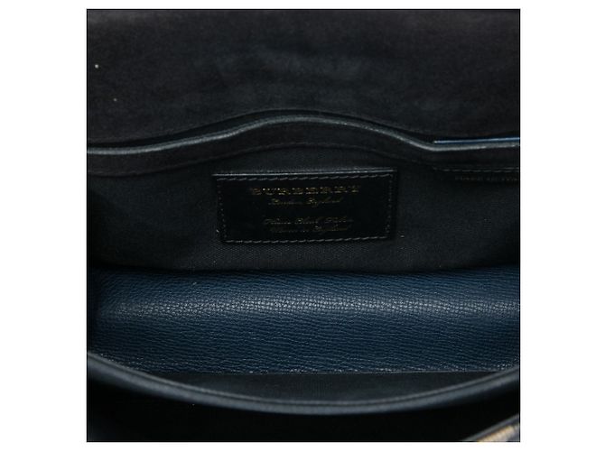 Borsa a tracolla Derby Macken Burberry Small in pelle blu e tela House Check - vista 4