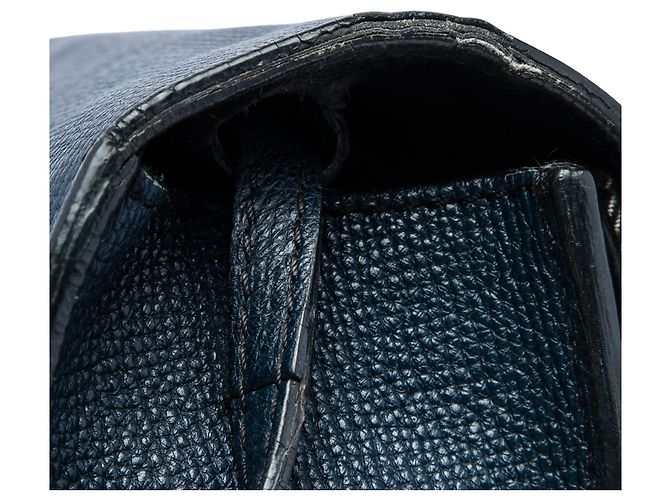 Borsa a tracolla Derby Macken Burberry Small in pelle blu e tela House Check - vista 5