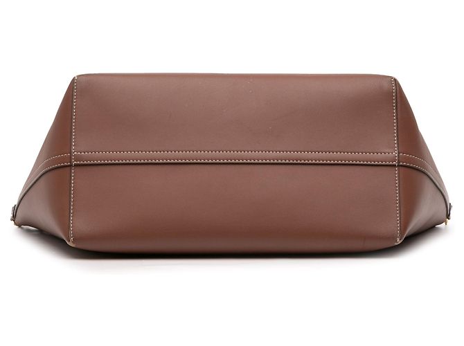 Borsa Satchel Burberry Medium in vitello morbido con tasca, Marrone - vista 3