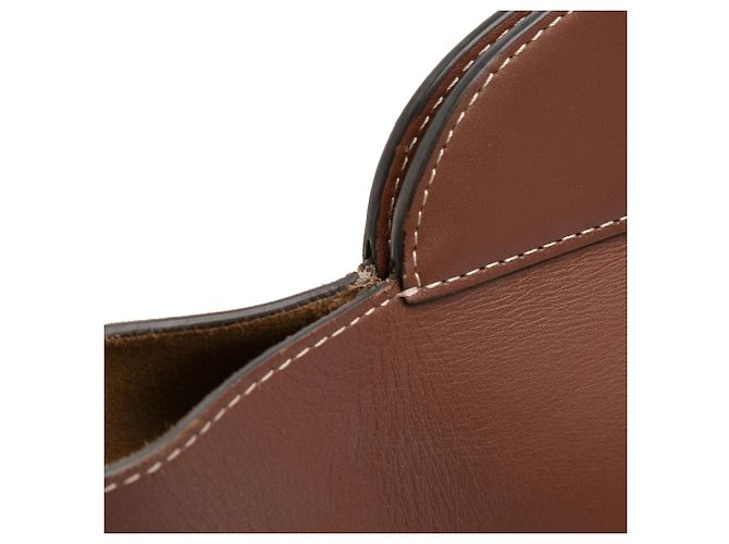 Borsa Satchel Burberry Medium in vitello morbido con tasca, Marrone - vista 8